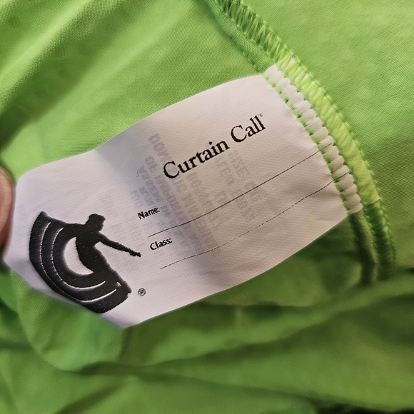 Curtain Call green black polka dots tulle layer dress leotard tap dance sz CXL - Picture 9 of 10